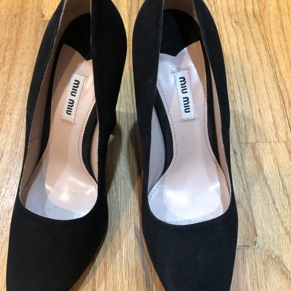 Brand new black suede miu miu heels